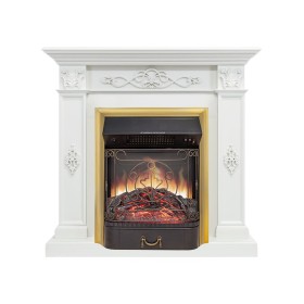 Каминокомплект Derby Белый дуб с очагом Royal Flame Majestic FX M Brass/Black