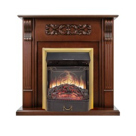 Каминокомплект Venice Махагон коричневый антик с очагом Royal Flame Majestic FX M Brass/Black