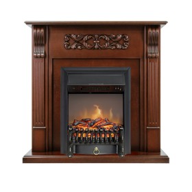 Каминокомплект Venice Махагон коричневый антик с очагом Royal Flame Fobos FX M Brass/Black