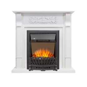 Каминокомплект Venice Фактурный белый с очагом Royal Flame Aspen Black