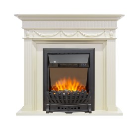 Каминокомплект Corfu Слоновая кость с очагом Royal Flame Aspen Black