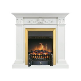 Каминокомплект Verona Белый дуб с очагом Royal Flame Fobos FX Brass