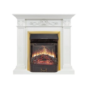 Каминокомплект Verona Белый дуб с очагом Royal Flame Majestic FX M Brass/Black