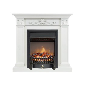 Каминокомплект Verona Белый дуб с очагом Royal Flame Fobos FX M Brass/Black