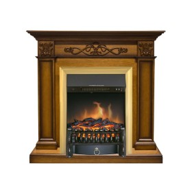 Каминокомплект Verona Дуб антик с очагом Royal Flame Fobos FX Brass