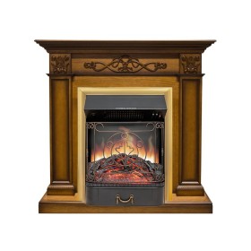 Каминокомплект Verona Дуб антик с очагом Royal Flame Majestic FX Brass