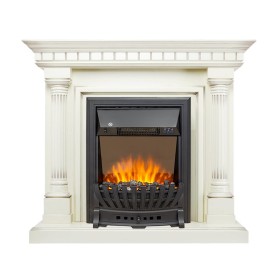 Каминокомплект Dallas Слоновая кость с патиной с очагом Royal Flame Aspen Black