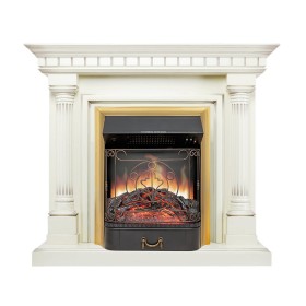 Каминокомплект Dallas Слоновая кость с патиной с очагом Royal Flame Majestic FX Brass