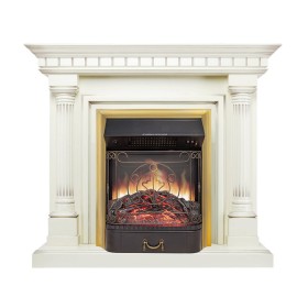 Каминокомплект Dallas Слоновая кость с патиной с очагом Royal Flame Majestic FX M Brass/Black