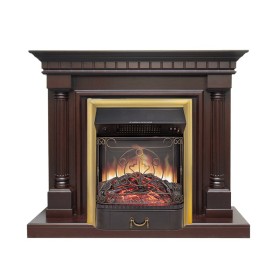 Каминокомплект Dallas Темный дуб с очагом Royal Flame Majestic FX M Brass/Black