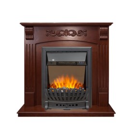 Каминокомплект Sorrento угловой Орех с очагом Royal Flame Aspen Black