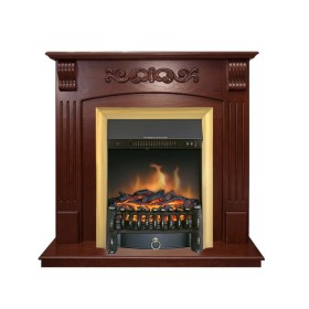 Каминокомплект Sorrento угловой Орех с очагом Royal Flame Fobos FX Brass