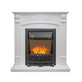 Каминокомплект Sorrento угловой Белый дуб с очагом Royal Flame Aspen Black