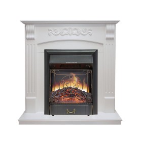 Каминокомплект Sorrento угловой Белый дуб с очагом Royal Flame Majestic FX Black RC