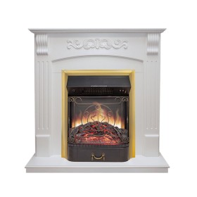 Каминокомплект Sorrento угловой Белый дуб с очагом Royal Flame Majestic FX M Brass/Black