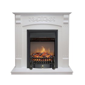 Каминокомплект Sorrento угловой Белый дуб с очагом Royal Flame Fobos FX M Brass/Black