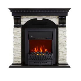 Каминокомплект Dublin Венге / Сланец белый с очагом Royal Flame Aspen Black