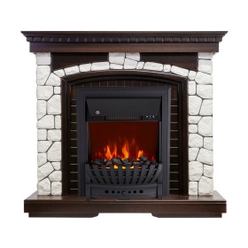 Каминокомплект Glasgow Темный дуб / Белый с очагом Royal Flame Aspen Black