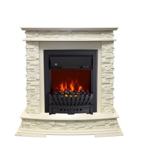 Каминокомплект Luzern Слоновая кость с очагом Royal Flame Aspen Black