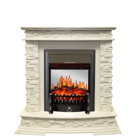 Каминокомплект Luzern Слоновая кость с очагом Royal Flame Fobos FX M Brass/Black