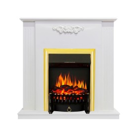 Каминокомплект Capri Белое дерево делюкс с очагом Royal Flame Fobos FX Brass