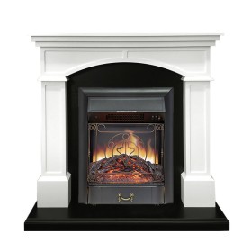 Каминокомплект Langford Белый с черным с очагом Royal Flame Majestic FX Black