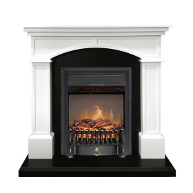 Каминокомплект Langford Белый с черным с очагом Royal Flame Fobos FX M Brass/Black