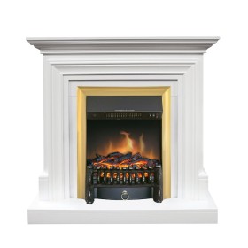 Каминокомплект Bradford Белый с очагом Royal Flame Fobos FX Brass