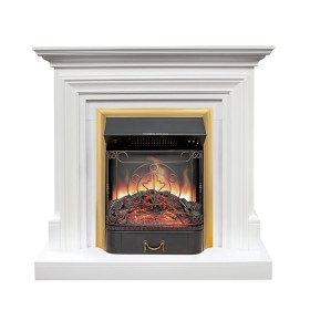 Каминокомплект Bradford Белый с очагом Royal Flame Majestic FX Brass