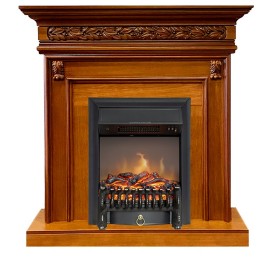 Каминокомплект Valletta Орех с очагом Royal Flame Fobos FX M Brass/Black