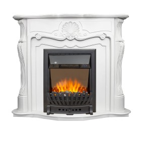 Каминокомплект Marseles Белый дуб с очагом Royal Flame Aspen Black