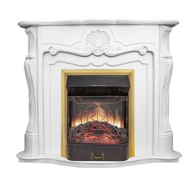 Каминокомплект Marseles Белый дуб с очагом Royal Flame Majestic FX M Brass/Black