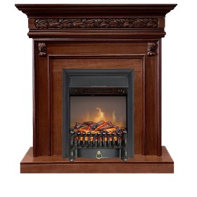 Каминокомплект Valletta Темный дуб с очагом Royal Flame Fobos FX M Brass/Black