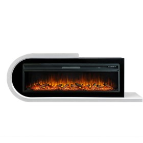 Каминокомплект Basel 60 L Белый с черным с очагом Royal Flame Vision 60 LOG LED