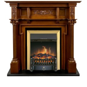 Каминокомплект Oxford Орех с очагом Royal Flame Fobos FX Brass