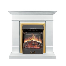 Каминокомплект California SFT Белый с очагом Royal Flame Majestic FX Brass