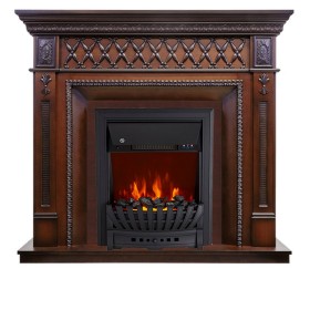 Каминокомплект Alexandria махагон коричневый антик с очагом Royal Flame Aspen Black