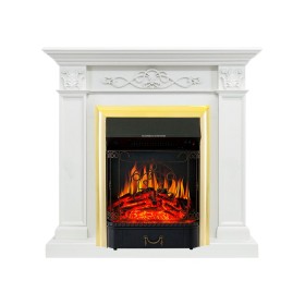 Каминокомплект Verona Белый дуб с очагом Royal Flame Majestic FX Brass