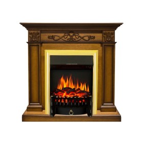 Каминокомплект Verona Дуб антик с очагом Royal Flame Fobos FX Brass