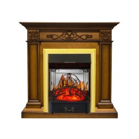 Каминокомплект Verona Дуб антик с очагом Royal Flame Majestic FX M Brass/Black