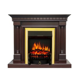 Каминокомплект Dallas Темный дуб с очагом Royal Flame Fobos FX Brass