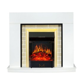 Каминокомплект Montana Белый с очагом Royal Flame Majestic FX Brass