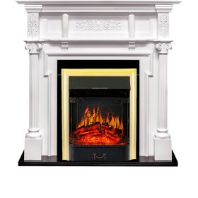 Каминокомплект Oxford Белый с очагом Royal Flame Majestic FX Brass