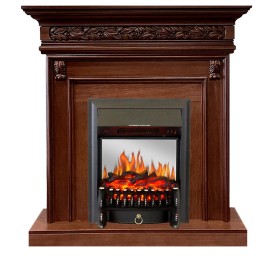 Каминокомплект Valletta Темный дуб с очагом Royal Flame Fobos FX M Brass/Black