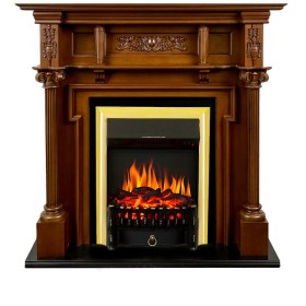 Каминокомплект Oxford Орех с очагом Royal Flame Fobos FX Brass